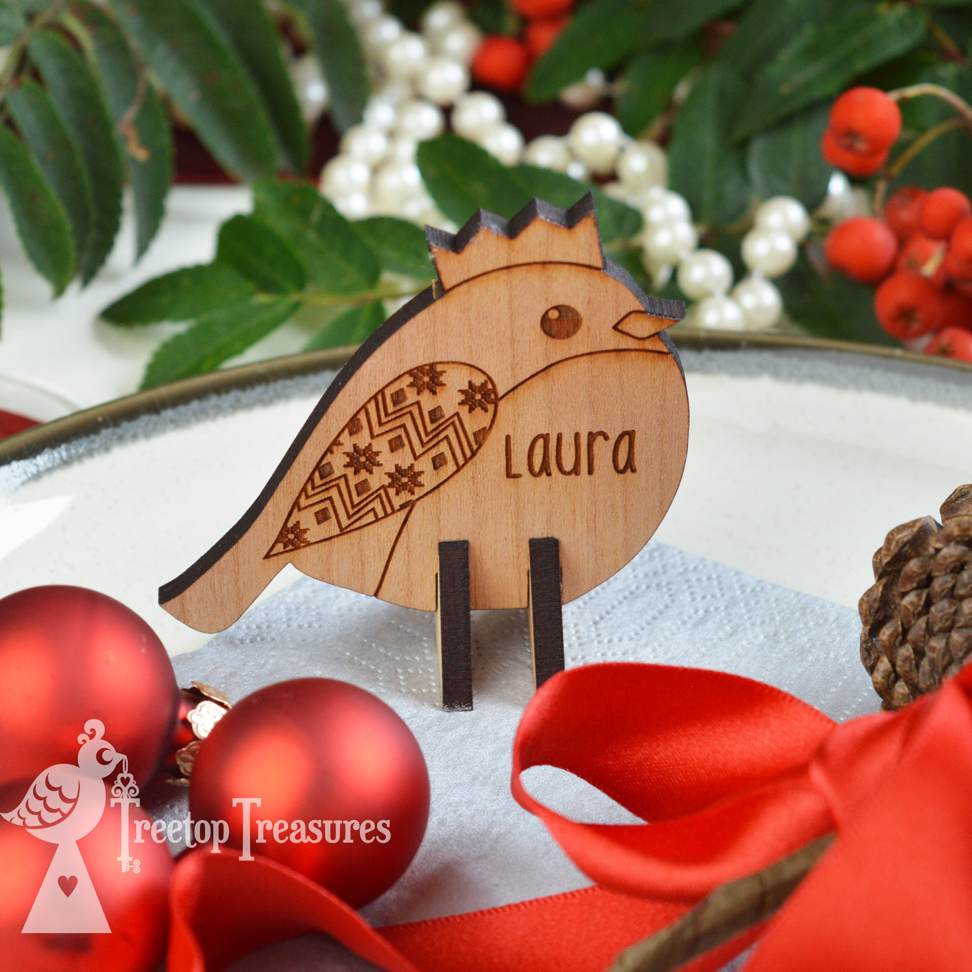 Personalised Robin Christmas Place Name