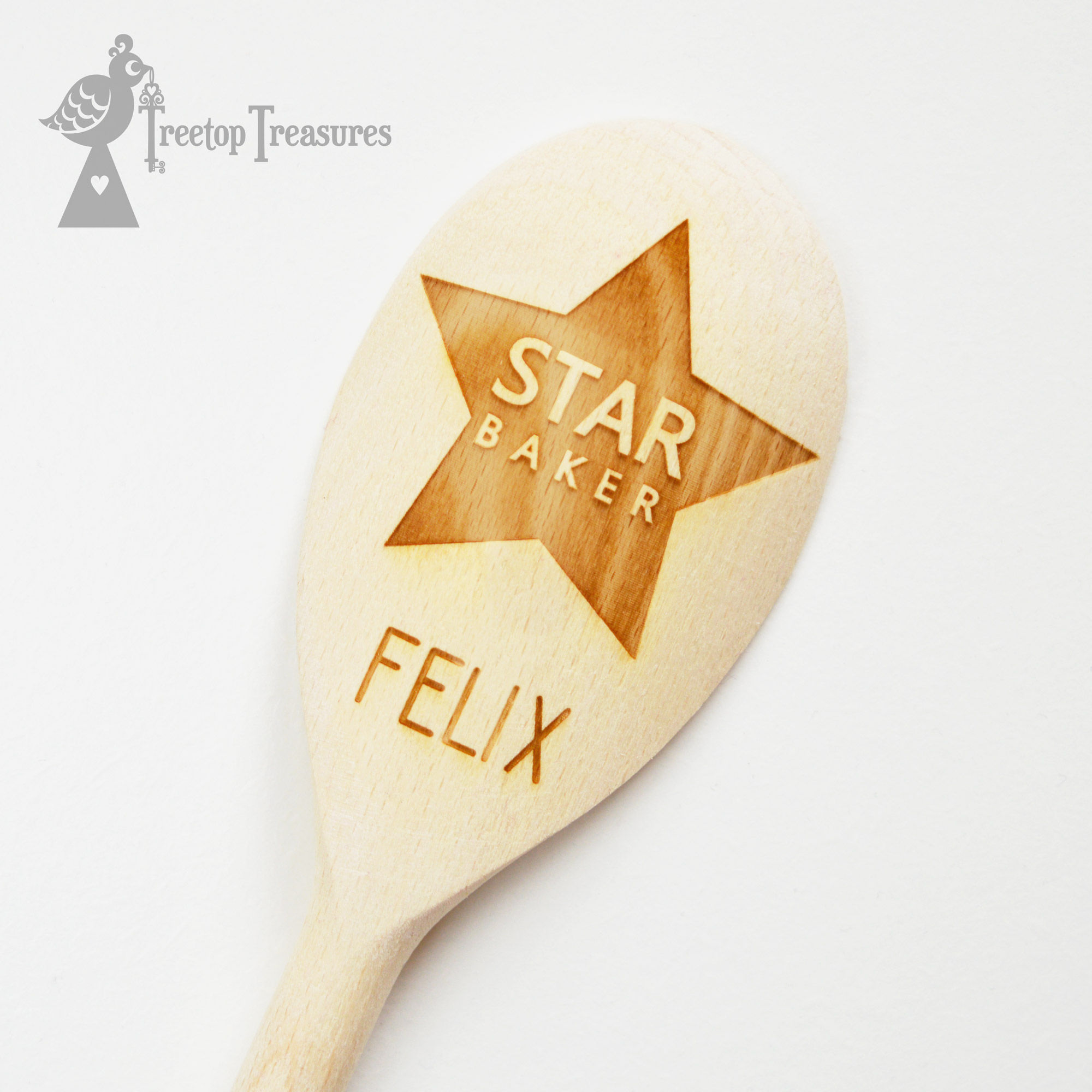 Personalised Star Baker Engraved Wooden Spoon