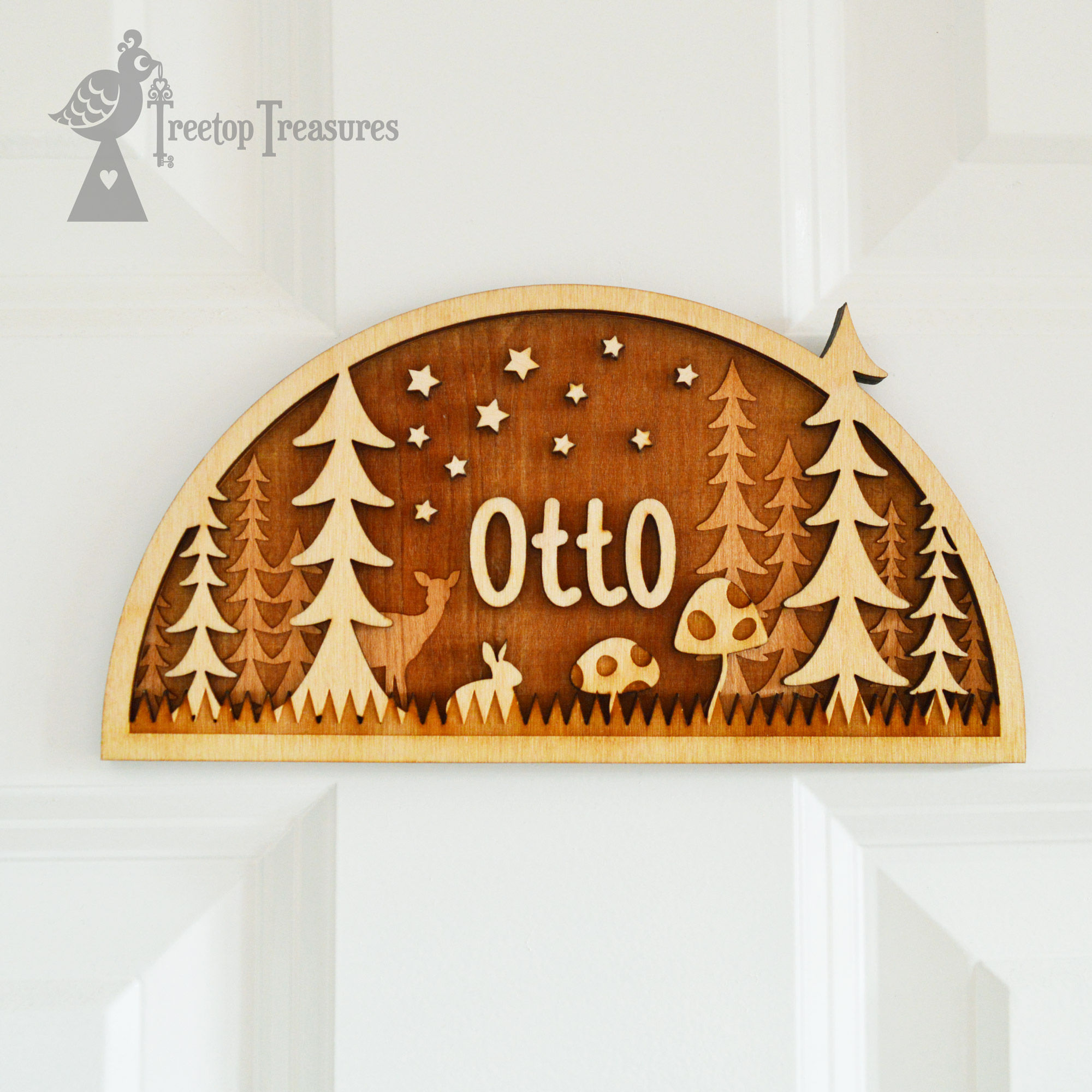 Personalised Woodland Name Door Plaque
