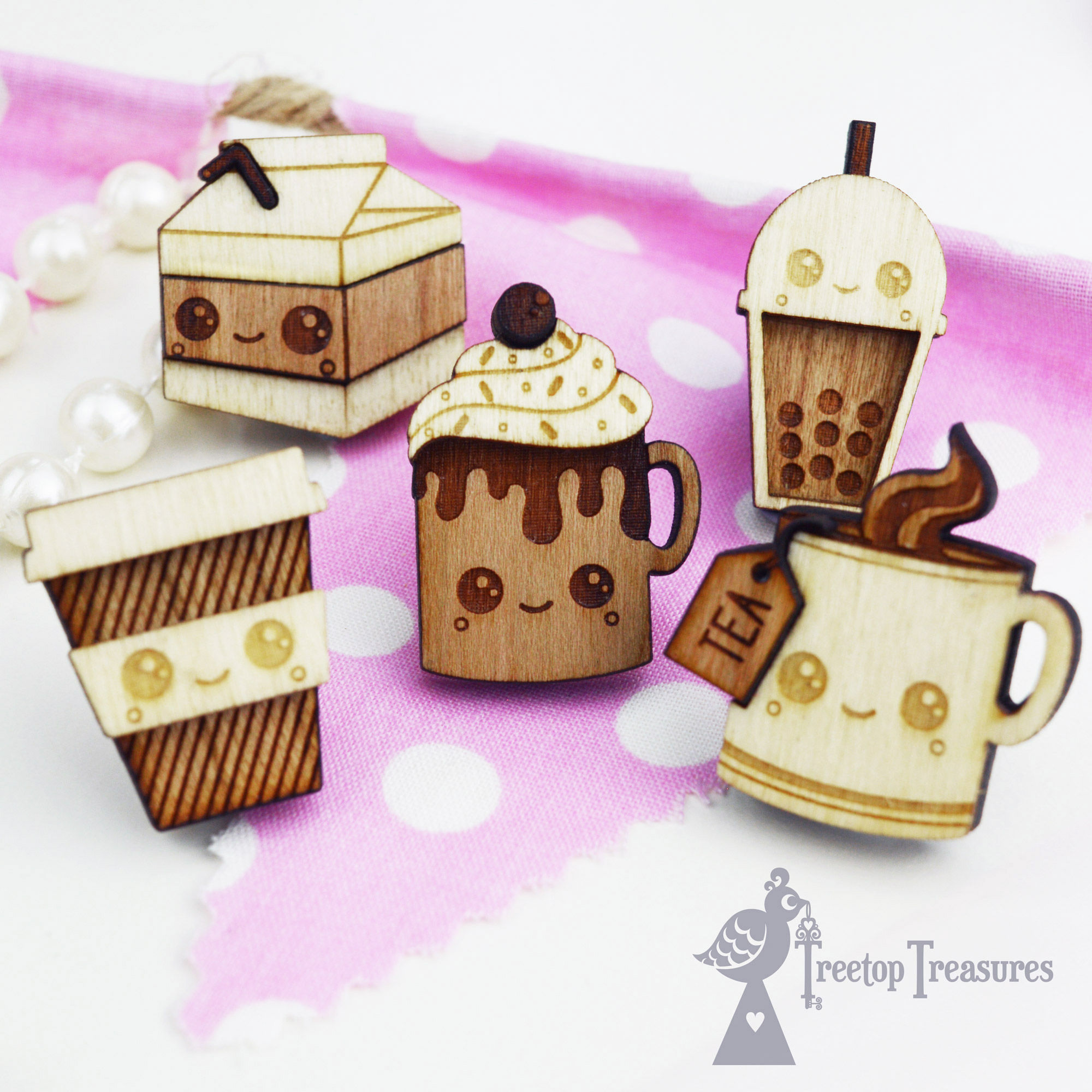 Cute Drinks Pin Badges