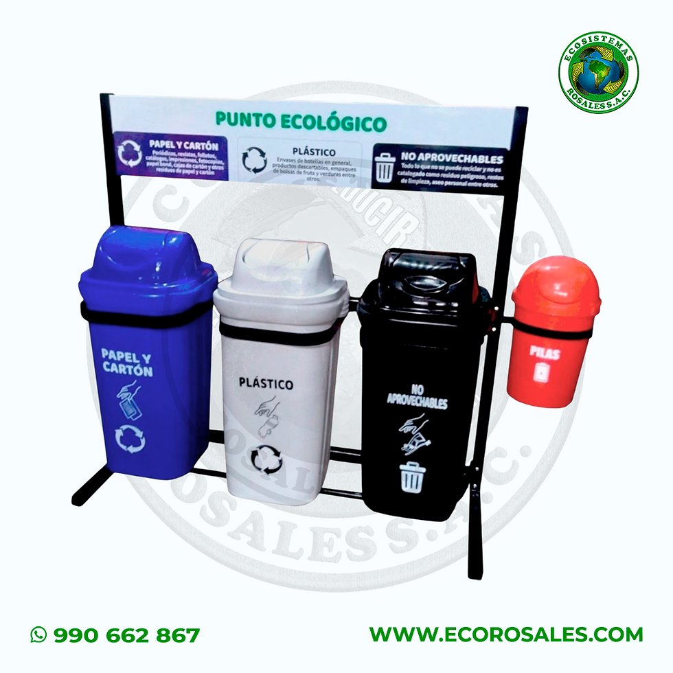 PUNTO ECOLOGICO X 3 TACHOS 55 L ECOPLAST+TACHO PARA PILAS