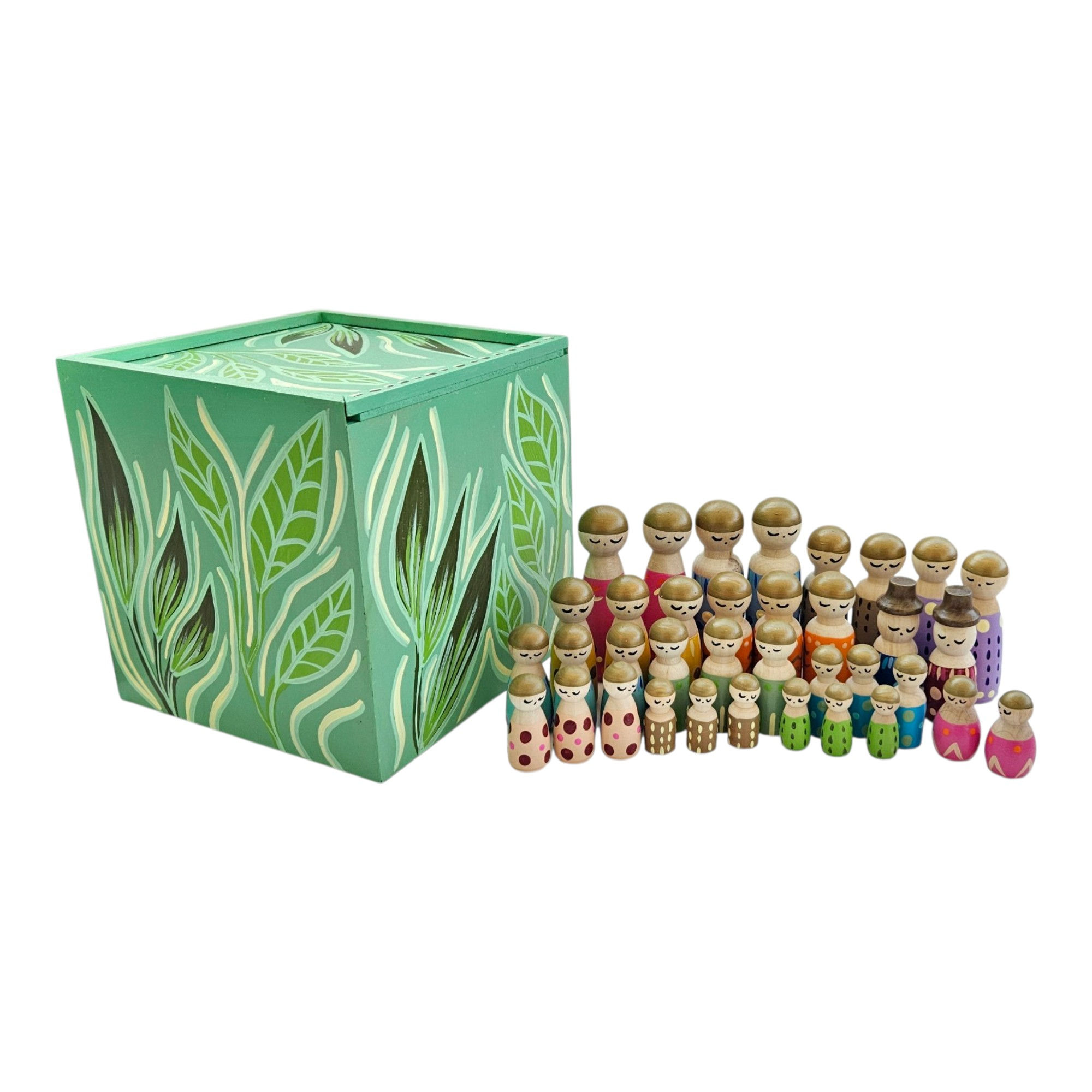 Caja de madera +set de 36 Famores
