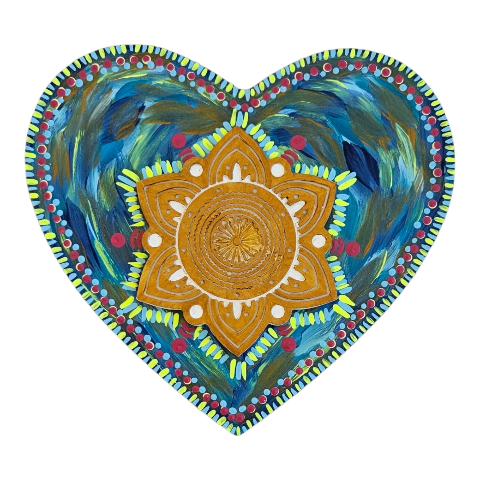 Cuadro corazón mandala, decorativo de madera
