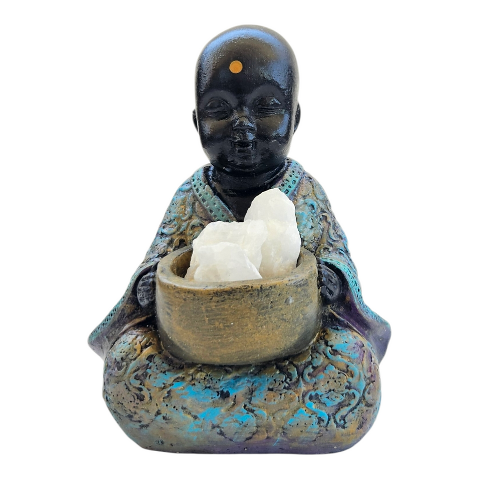 Figura Buda decorativo de Cerámica + cuarzo blanco, ideal para decorar y armonizar tus espacios.