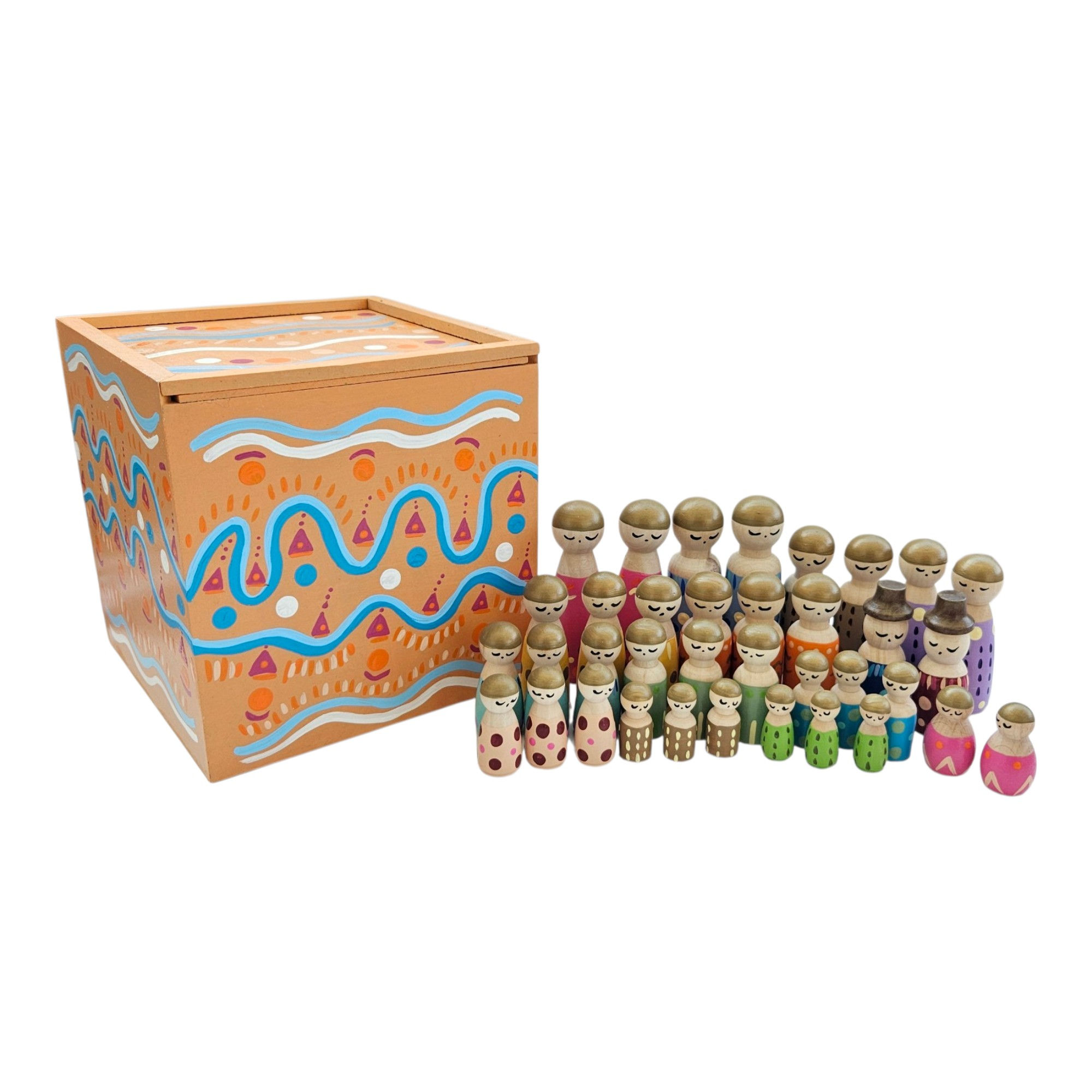 Caja de madera +set de 36 Famores