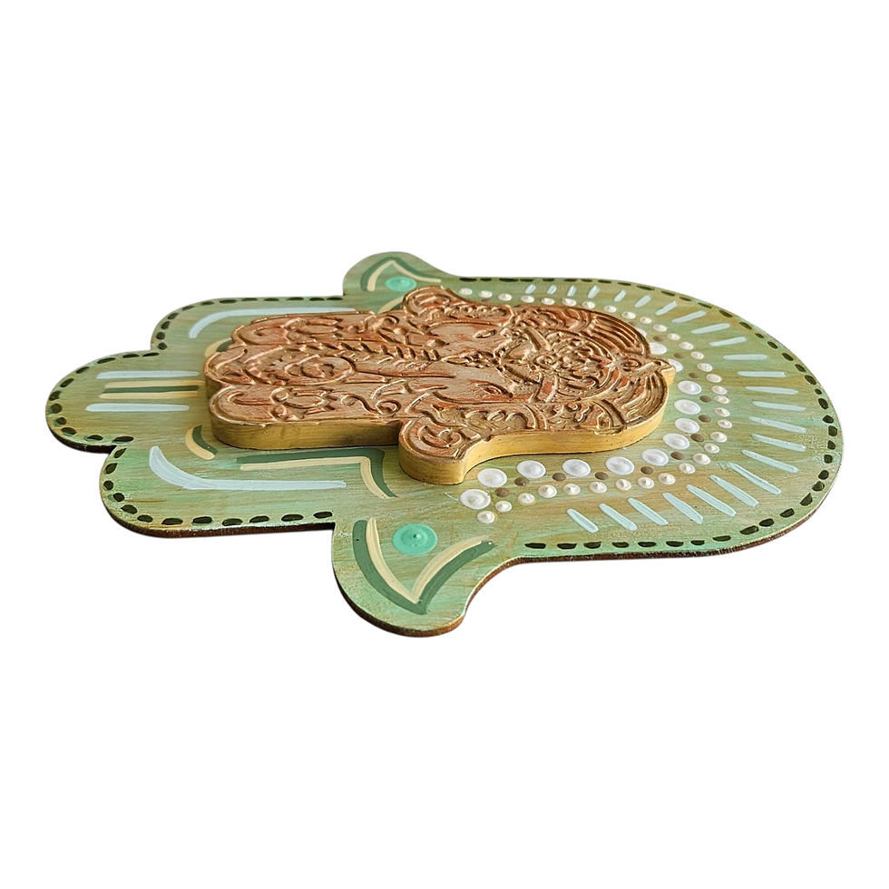 Mano de Fátima / Hamsa, madera y cerámica pintada