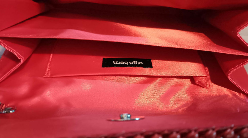 Thumbnail: Olga berg beaded clutch bag 23cm fire red