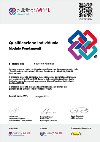 Certificato BIM Foundation BSi - Federico Palumbo Architetto