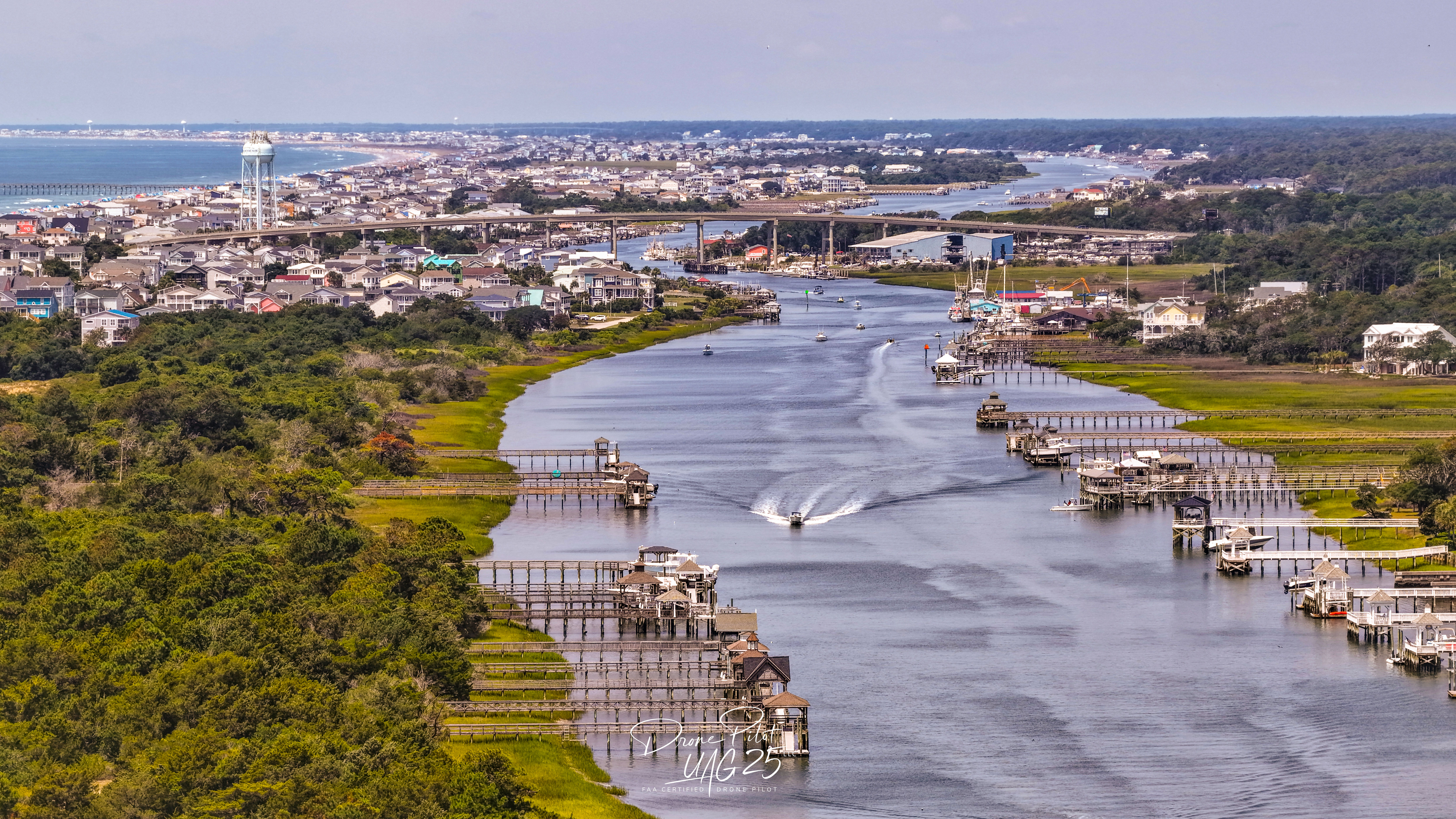 Holden Beach, NC, with bridge - Digital Photo