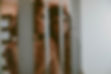 Feisty Fuego and Ginger N Whiskey are captured through a mirror with artistic panels hiding their complete figures.