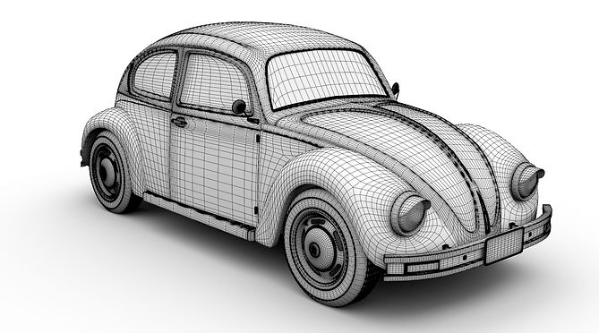 wireframe 3d coccinelle vw