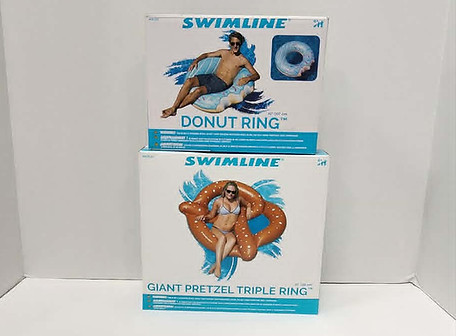 two Pool floats one donut and one pretzel