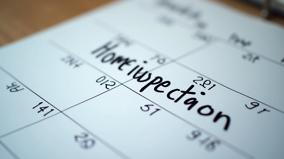 Close-up view of a calendar with a marked home inspection date