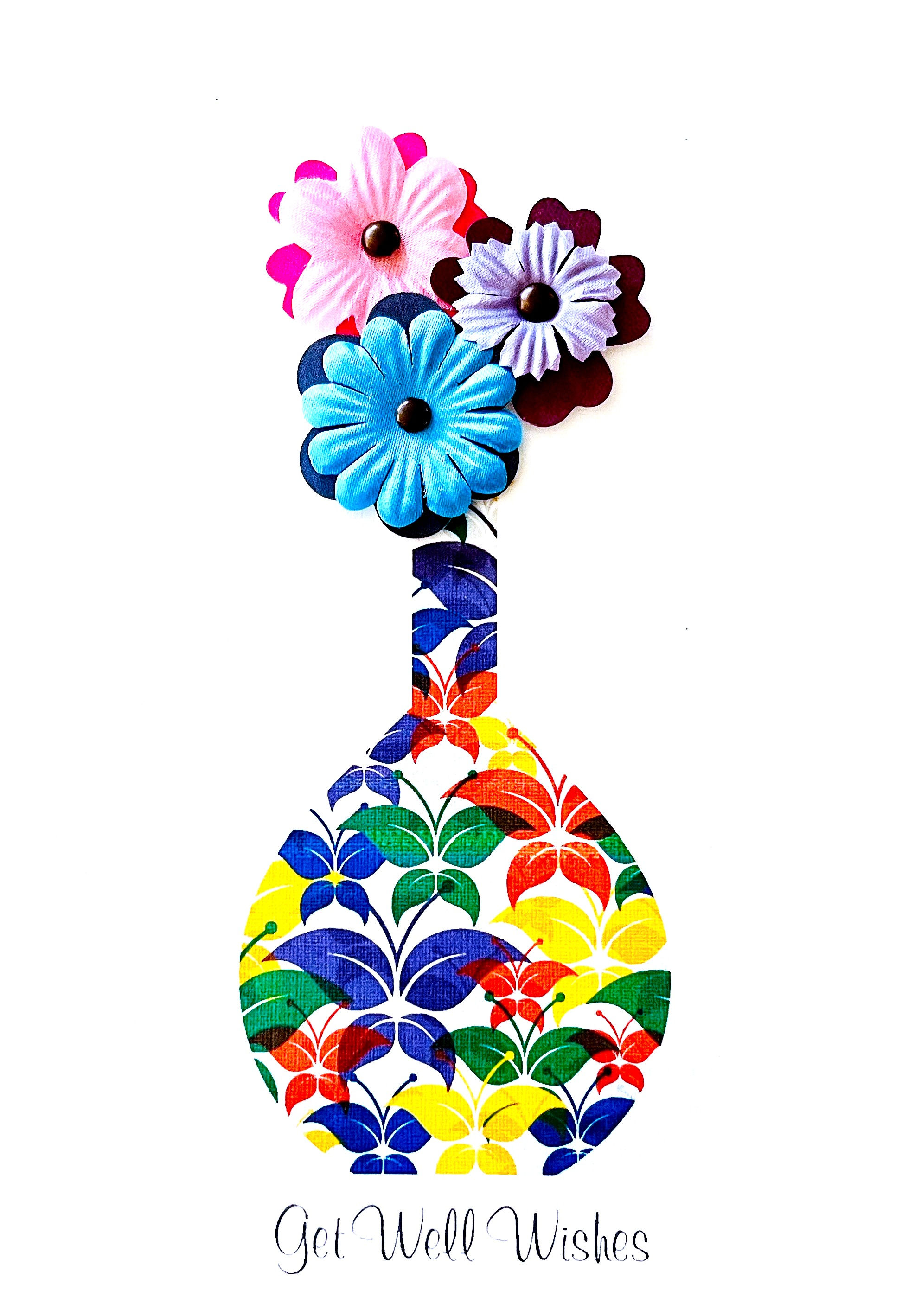 1116 Get Well Butterfly Vase Greeting Card