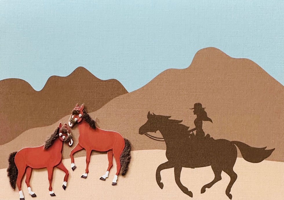 1597 Cowgirl with Horses Greeting Card
