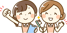 笑顔の歯科衛生士がふたり並んだイラスト