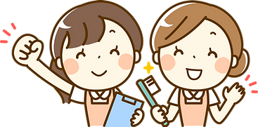 女性の歯科衛生士ふたりが笑顔のイラスト