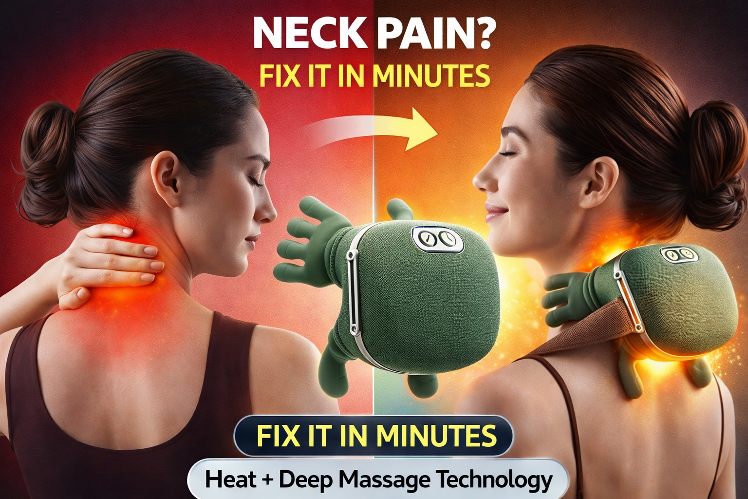 Wireless Neck & Shoulder Massager – 4D Deep Tissue Kneading