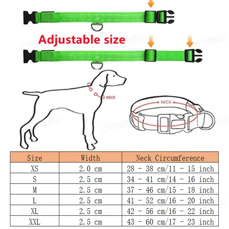 Thumbnail: LED Dog Collar – USB Rechargeable with 3 Light Modes
