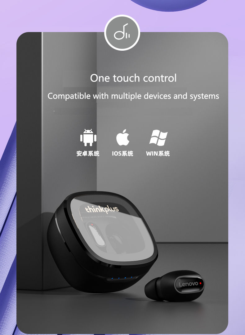 Thumbnail: Lenovo XT62 Wireless Bluetooth Earbuds – Waterproof, Touch Control & Low Latency