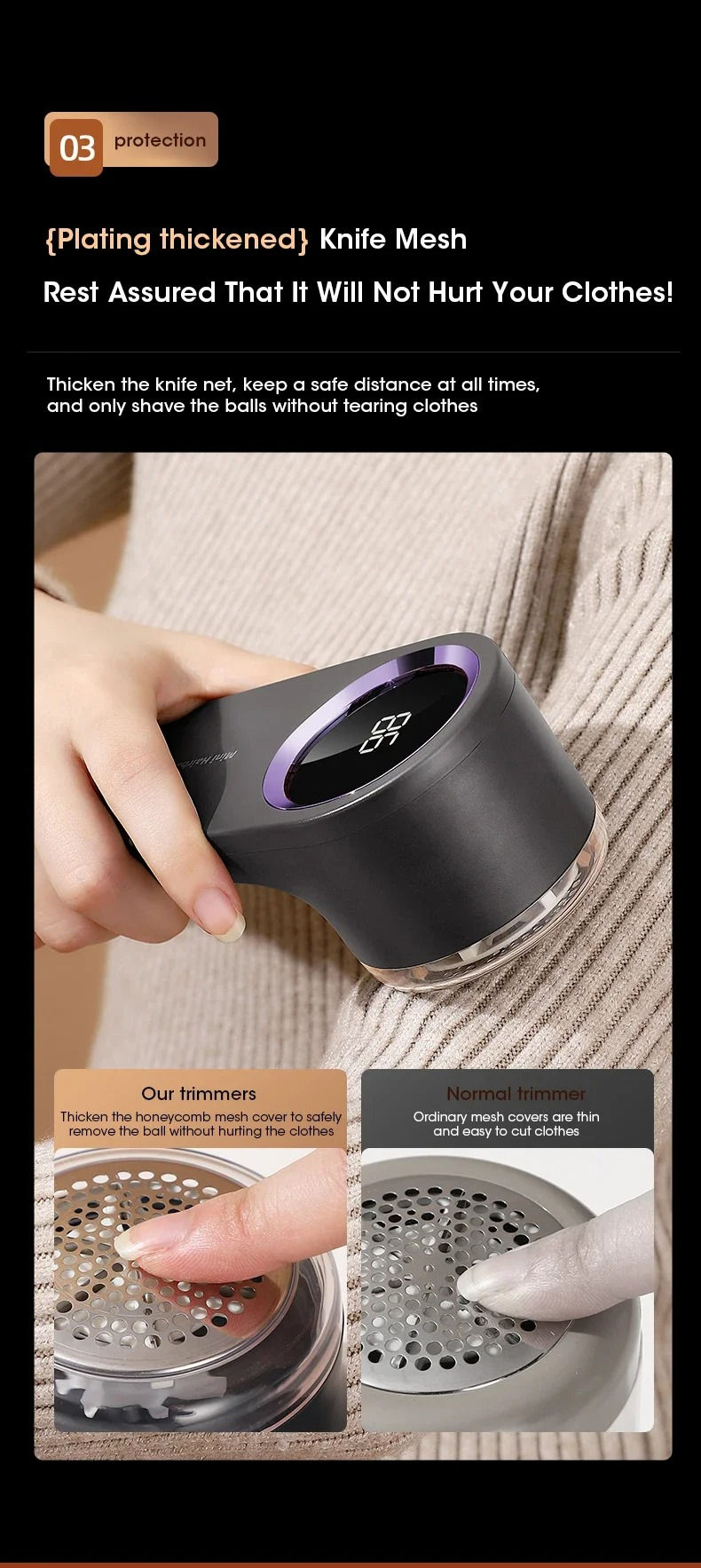 Thumbnail: Electric Lint Remover – USB Rechargeable Fabric Shaver with LED Display