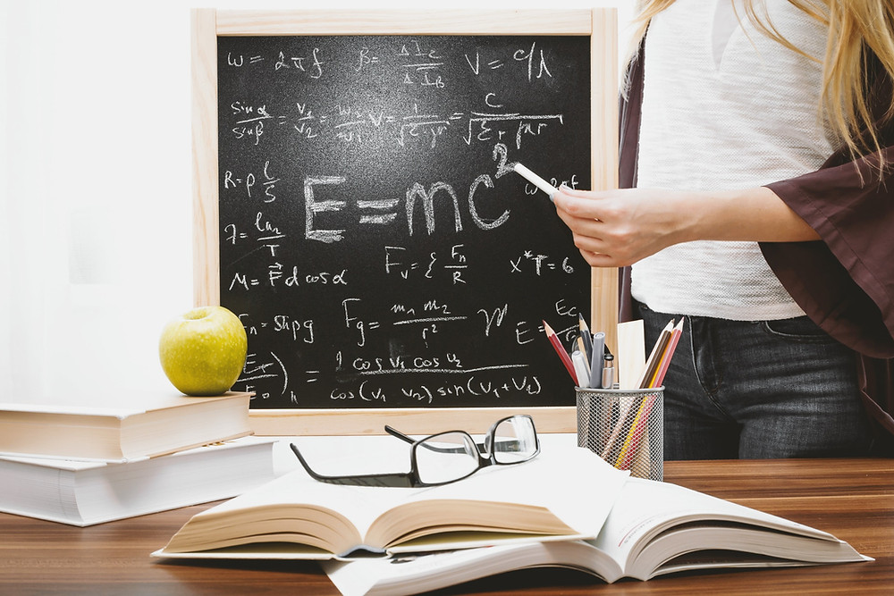 Teaching someone something using a chalkboard