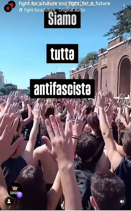 Another huge protest against the fascists and Right-wing in Italy. Photo courtesy fight.for.a.future / Instagram