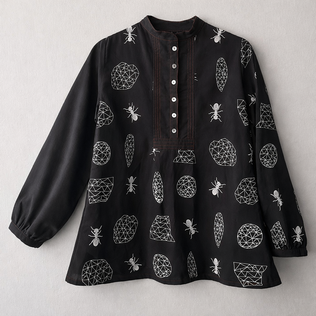 BLUSA MARRUECOS NEGRA NIDOS HORMIGA