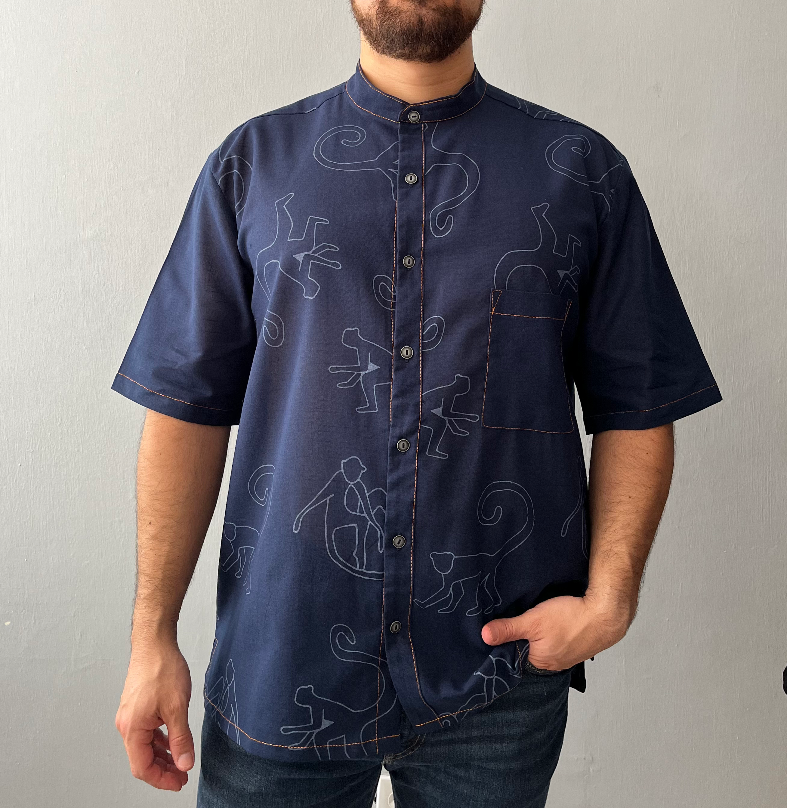 CAMISA MAO MONOS AZUL MARINO