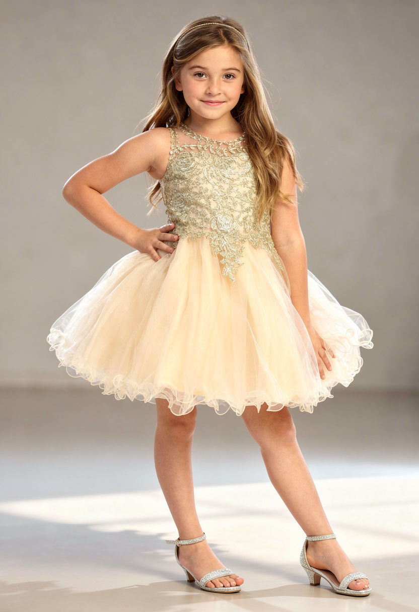 Miniatura: Short flower girl dress / 9004-BJK-001