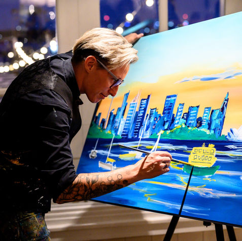 Sydney harbour, live art, speed painting, SARAH ROWAN