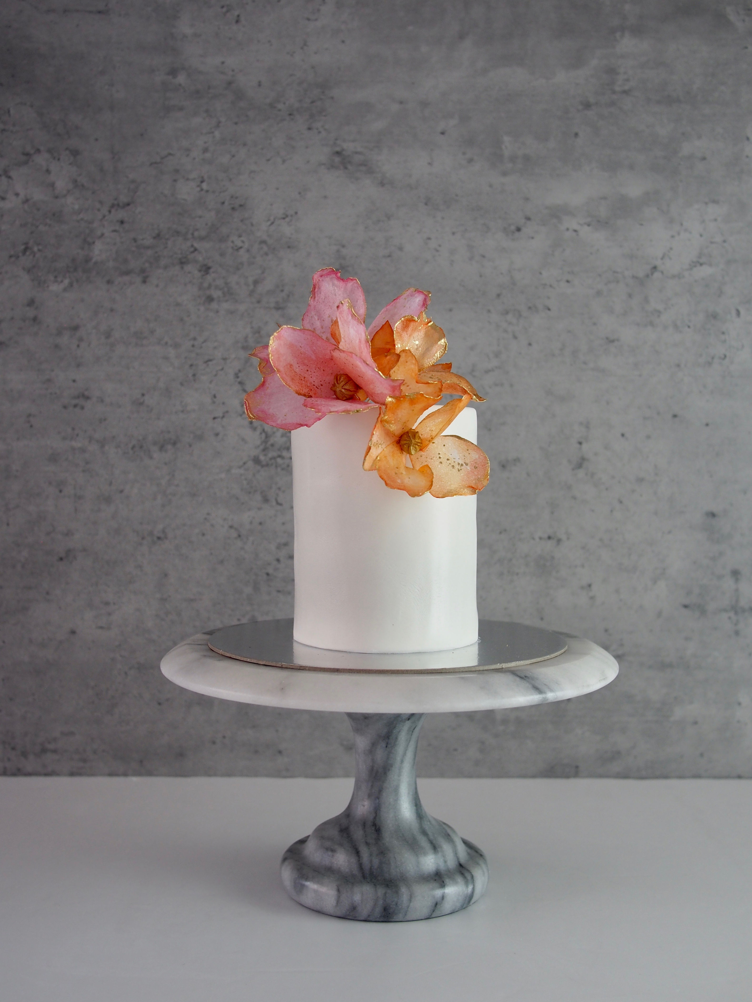 Coral and Orange Floral Cake