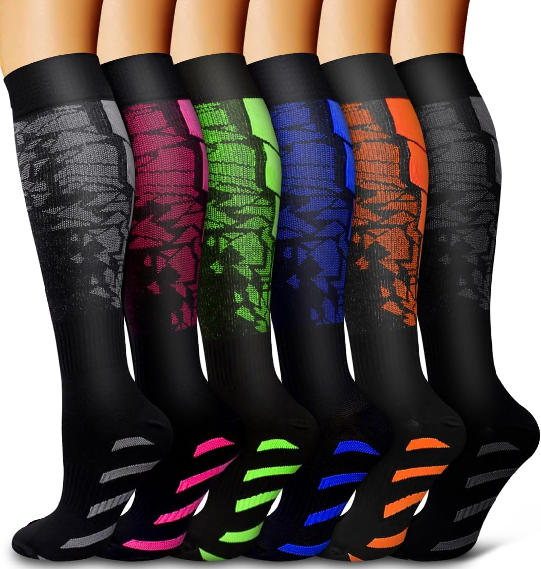 6 Pack Copper Compression Socks for Women and Men Circulation-Best Support for M