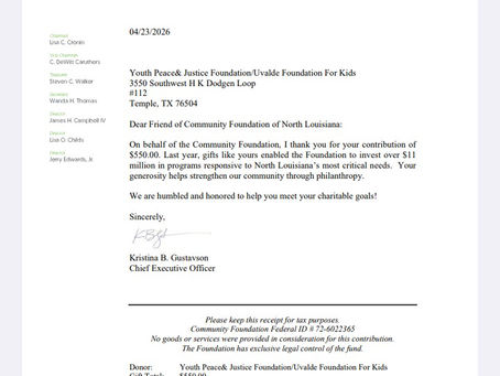 YOUTH PEACE & JUSTICE FOUNDATION LAUNCHES FUNDRAISER, ANNOUNCES “TREES FOR PEACE” MEMORIAL, AND EXTENDS SUPPORT TO SHREVEPORT COMMUNITY FOLLOWING DEADLY SHOOTING