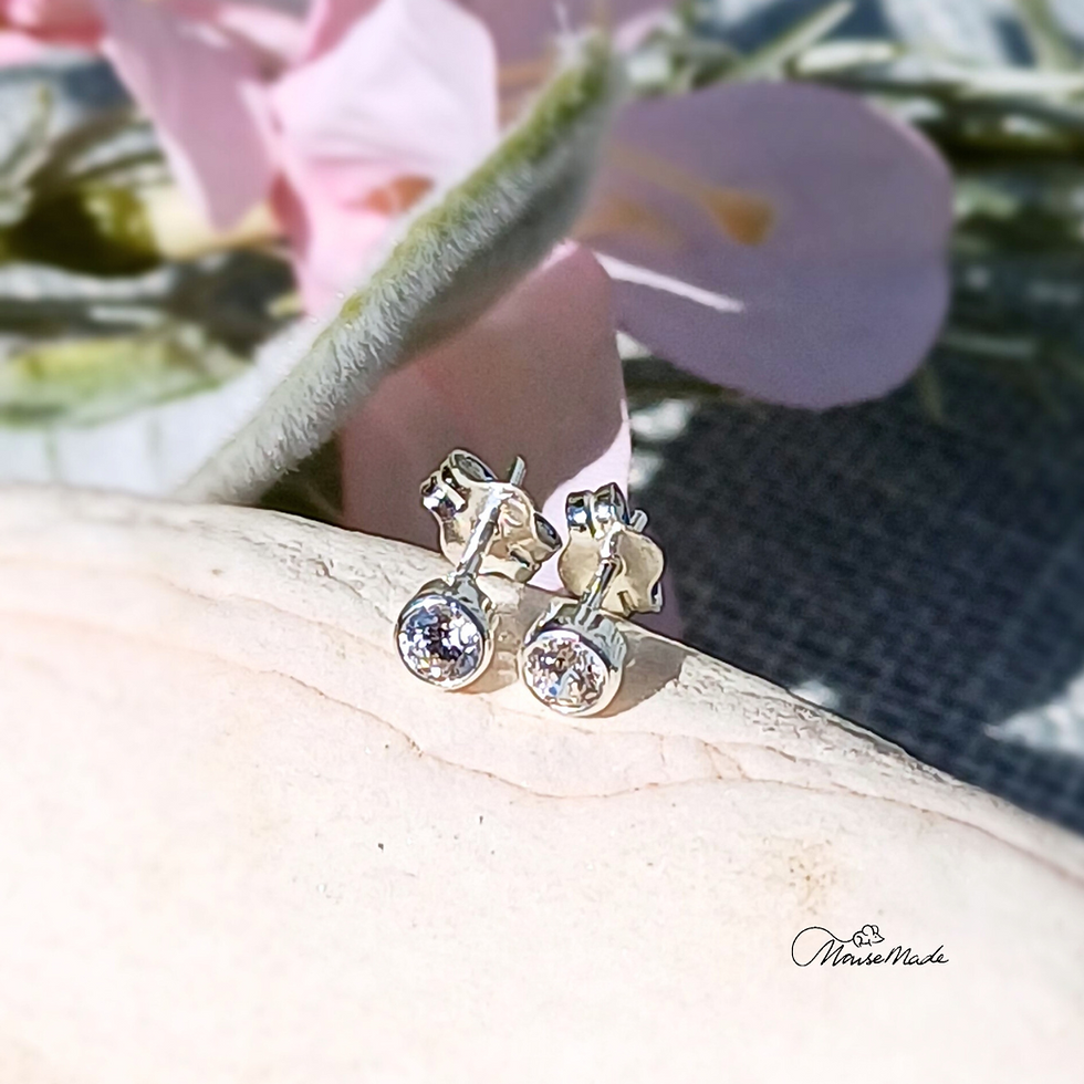 Thumbnail: Sterling Silver April Birthstone Stud Earrings