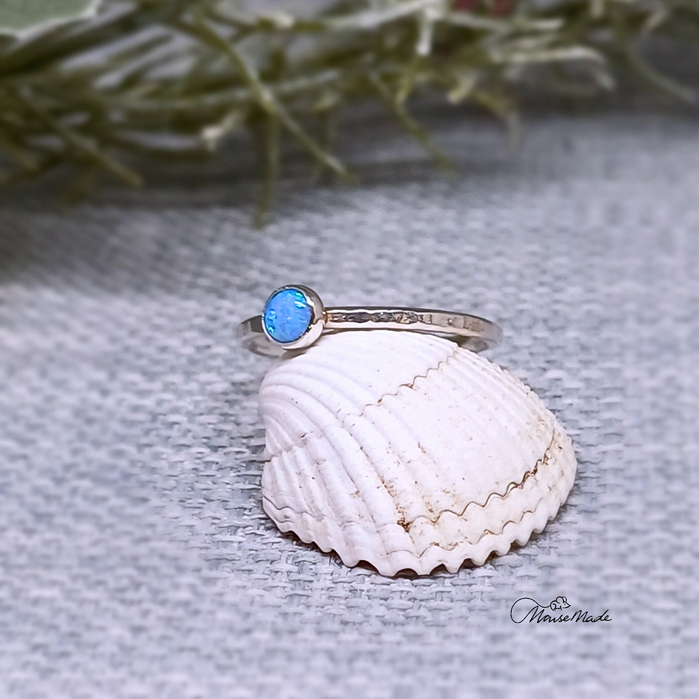 Thumbnail: Sterling silver and sky blue opal textured lines Ring