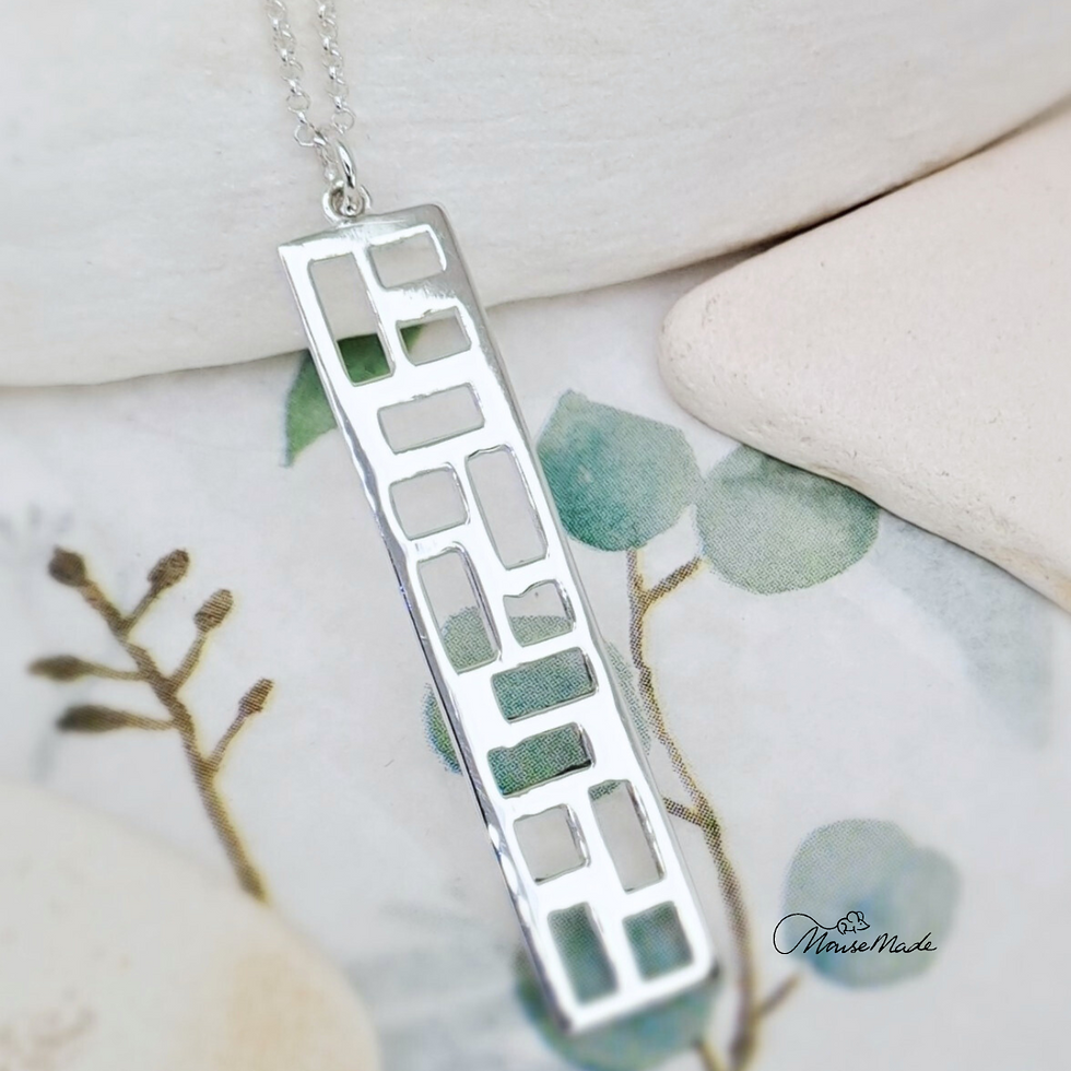 Sterling Silver Long Geometric Necklace