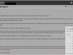 TikTok Copyright Report Confirmation