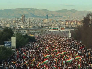 A Sea of Flags Filling the City Streets