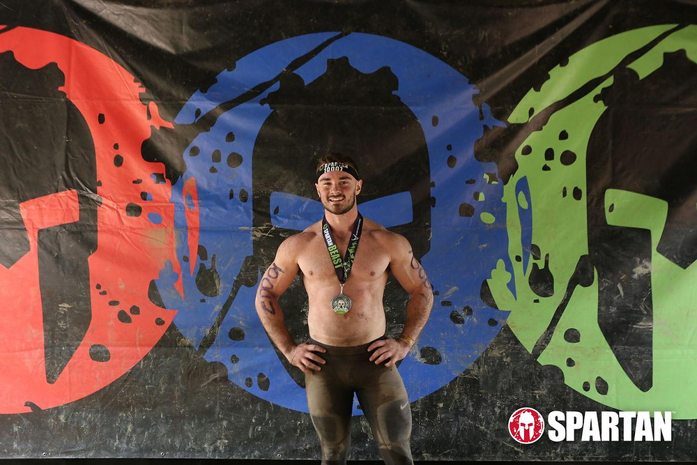 Bryce boepple smiling at victory tent