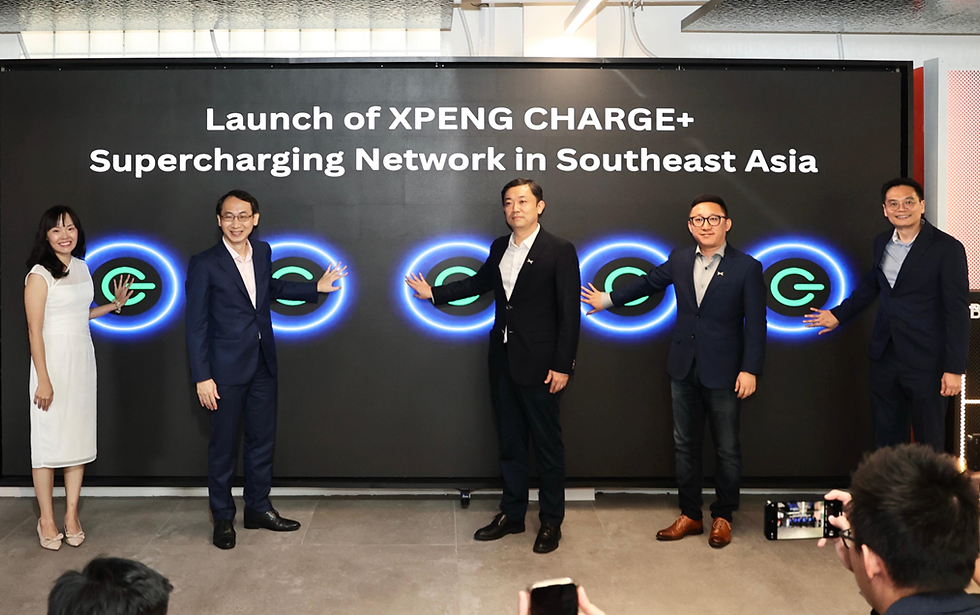 (Pictured above: COO of Charge+ Ms. Koh Xiao Han; CEO of Charge+ Mr. Goh Chee Kiong; General Manager of XPENG Charging Mr. Gao Xiang; General Manager of XPENG Overseas Charging Mr. Lawrence Li; Managing Director of Premium Automobile Group Mr. Lee Hoe Lone)
