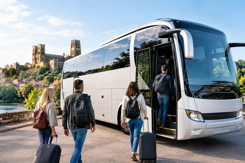 Coach Hire Direct coach parked ready for group travel in Durham