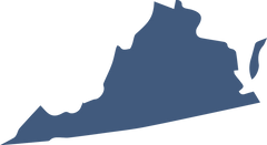 A solid blue shape of the state of Virginia..