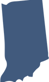 A solid blue shape of the state of Indiana.