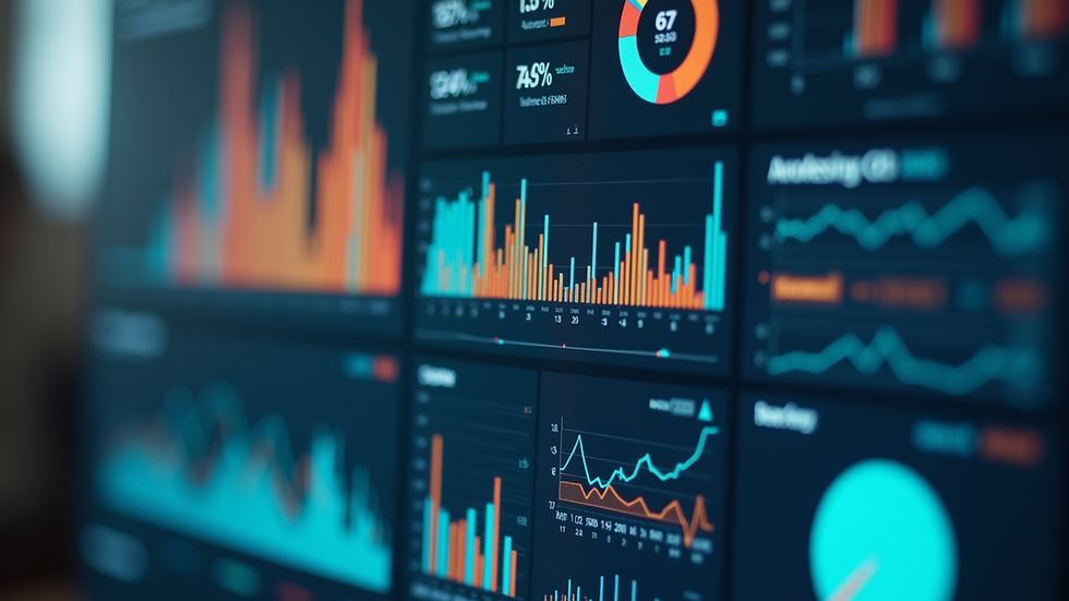 Eye-level view of a digital dashboard showing multicultural marketing analytics