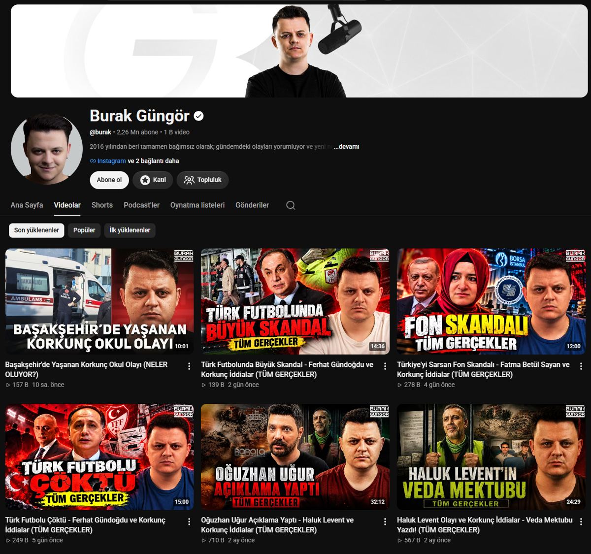 Burak Güngör YouTube kanalı
