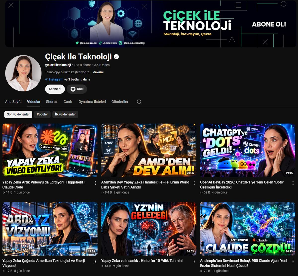 Çiçek ile Teknoloji YouTube kanalı