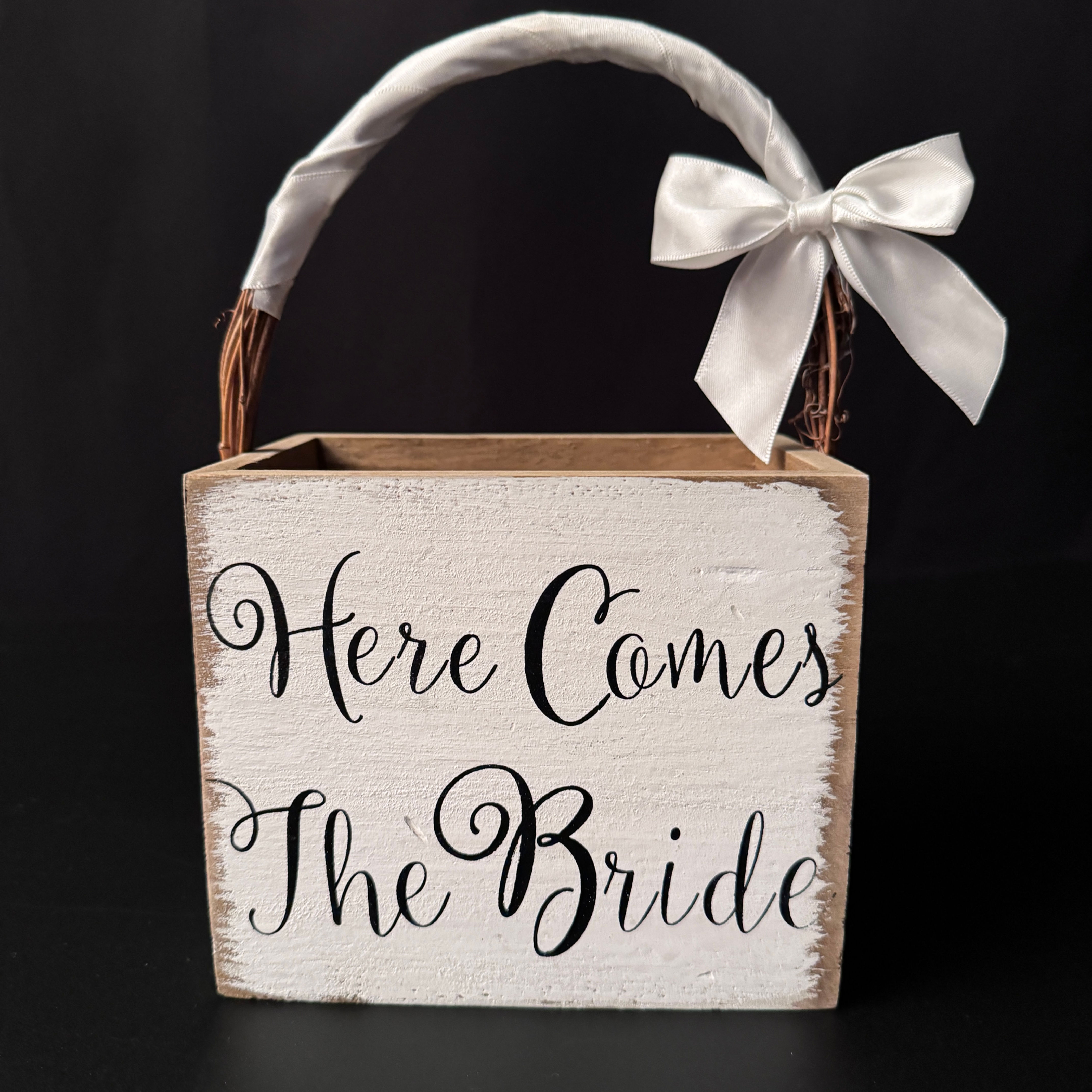 Flower Girl Wooden Basket For Flower Petals