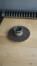 Blue and yellow japanese sake cup top view