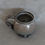 Thumbnail: Black clay globe mug with a white, red and green glaze top view